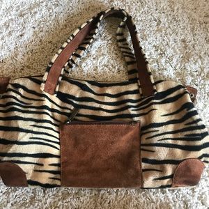 Leopard Tote Purse Faux Fur Medium Handbag